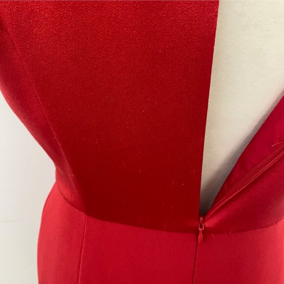 Escada Red Holiday Sheath Dress Beaded Sleeves - Picture 13 of 14